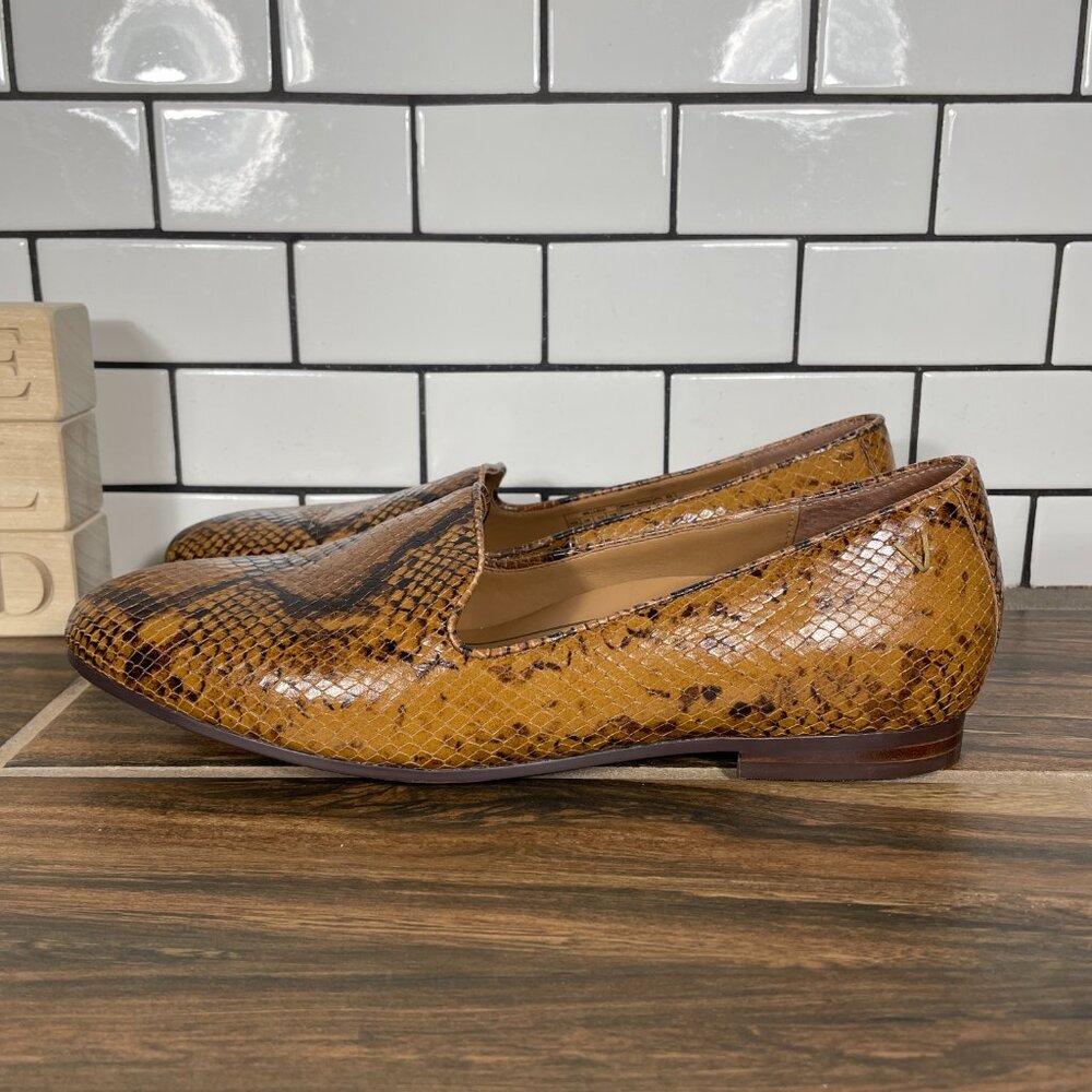 Vionic Willa Boa Shoes Womens Size 8 Espresso Snake Print Slip On Loafer Flats